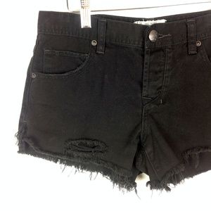 Free People Black Distressed Button Fly Shorts 26